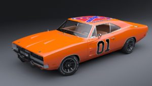 AMSOIL Motor Oil with Zinc for Older Cars 12 Number 1 orange Dodge Charger.