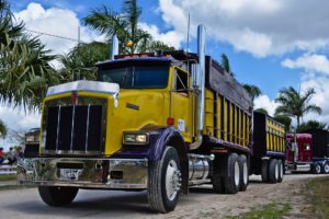 Yellow dump truck.