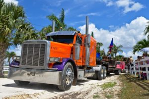 Orange dump truck.