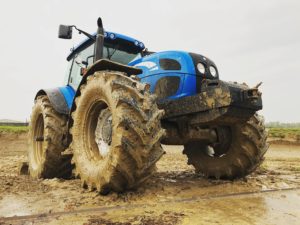 Blue New Holland tractor.