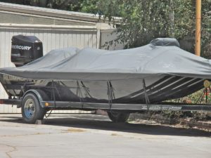 Synthetic Marine Wheel Bearing Grease 5 Covered trailered boat.
