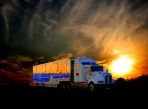 Truck at sunset.