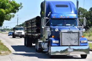 Blue semi truck.