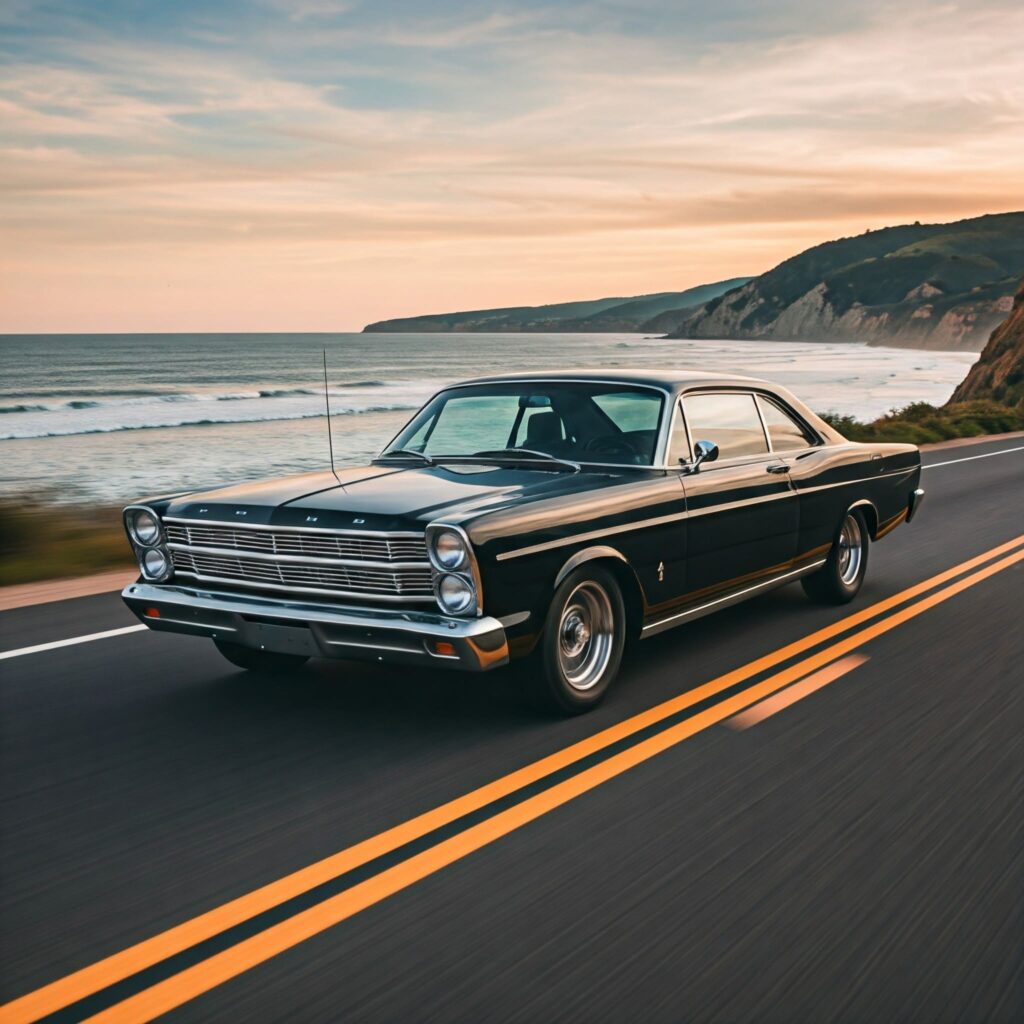 Black Classic Car Beach