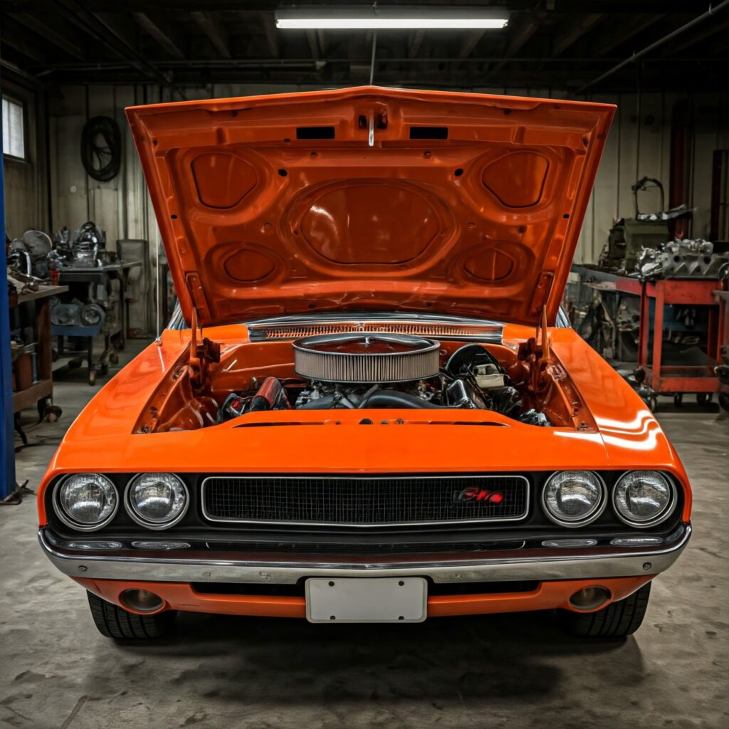 Orange Classic Car Engine