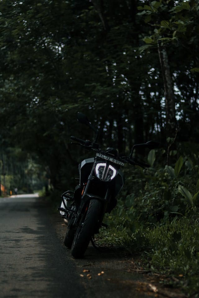 Featured image for "KTM* 1290 Super Duke R Recommended Oil" blog post. Black KTM bike.