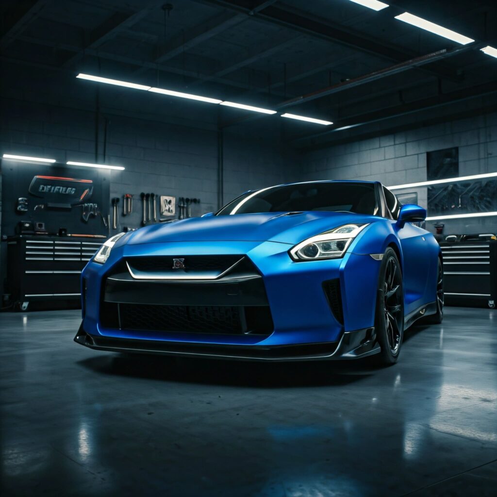 Blue Nissan Gtr