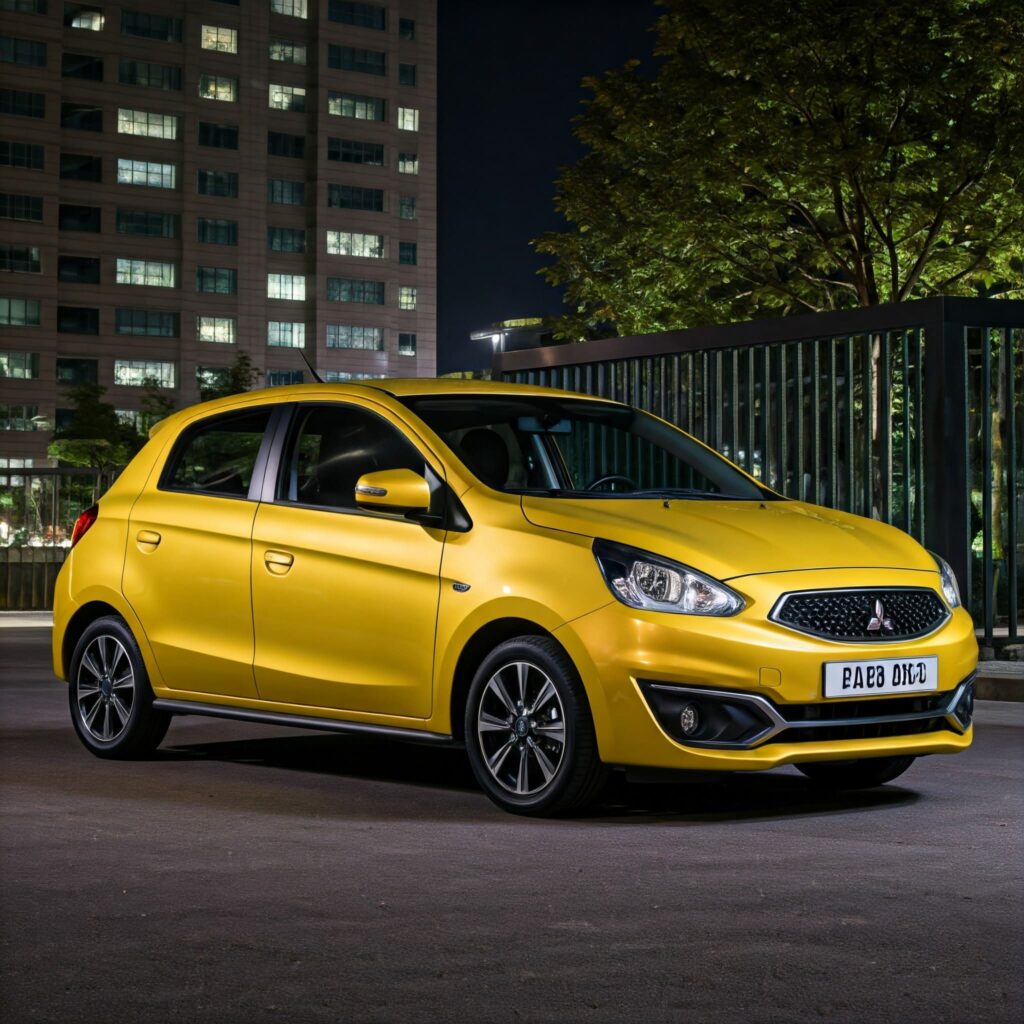 Yellow Mitsubishi Mirage