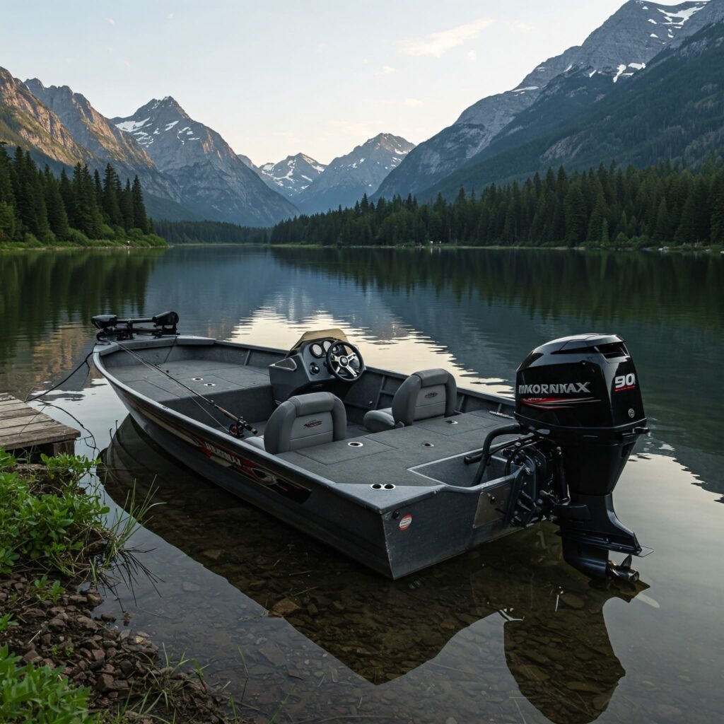 Fishing Boat Mountain Lake