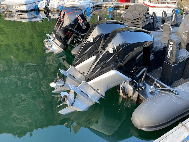 Featured image for "Outboard Motor Fogging" blog post. Large outboard motors.