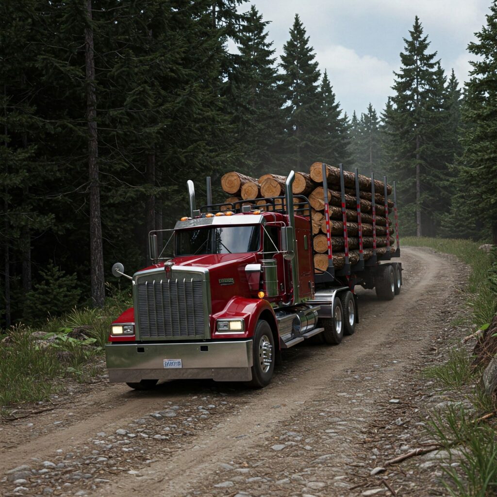 Red Logging Truck