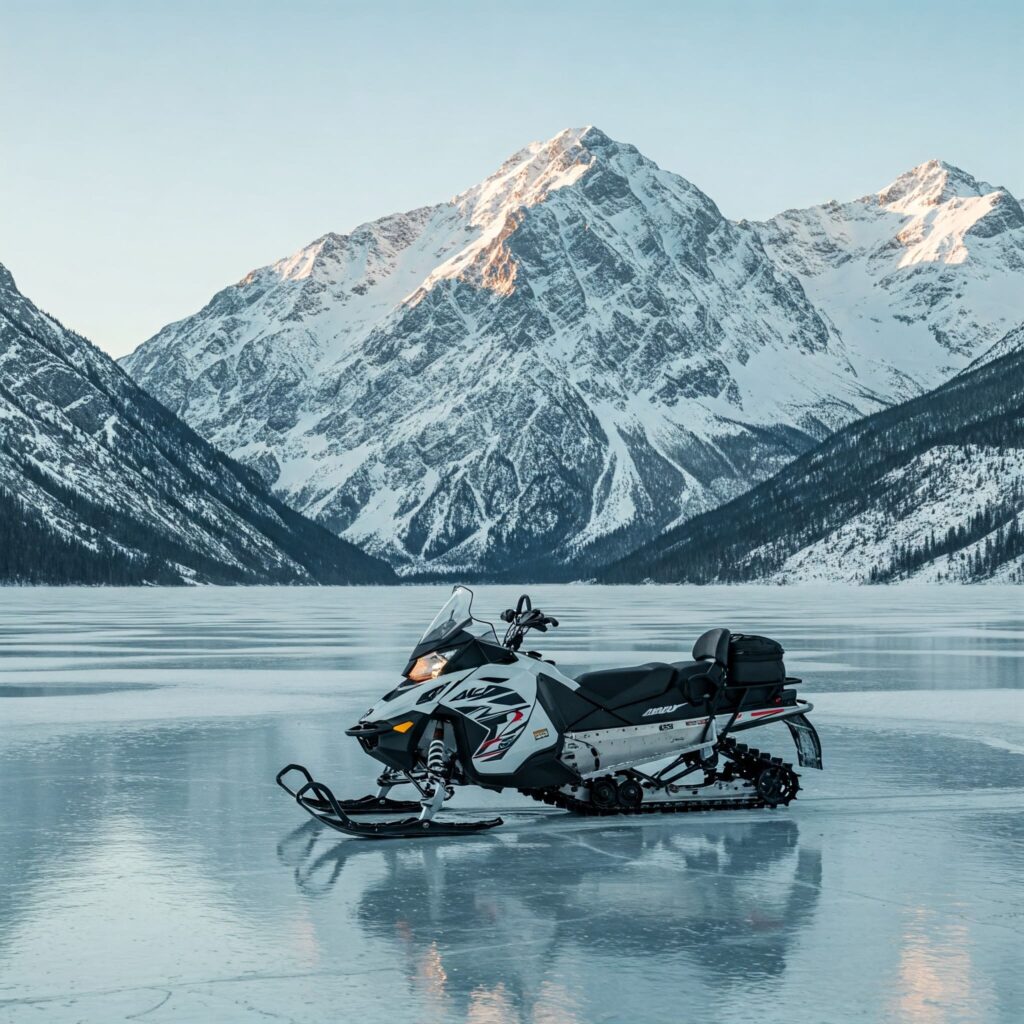 Snowmobile Frozen Lake