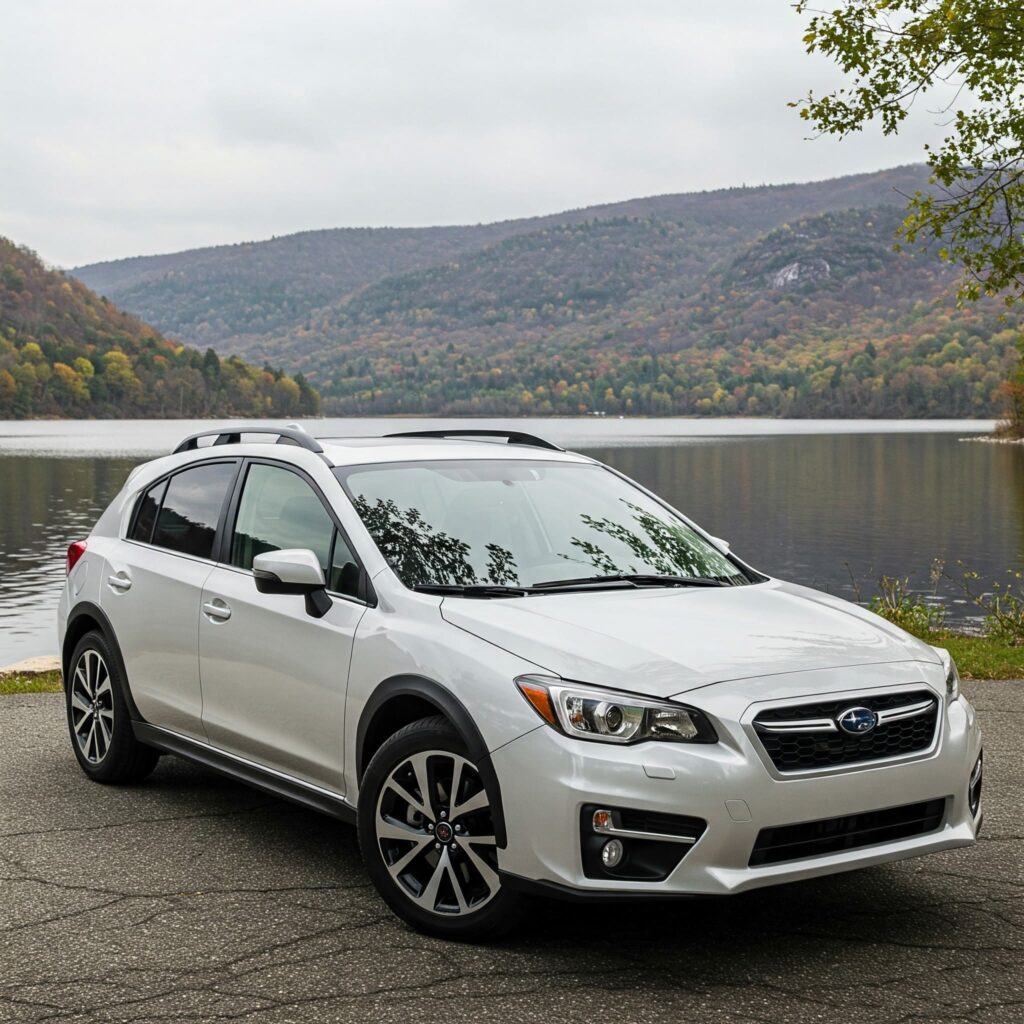 White Subaru Car