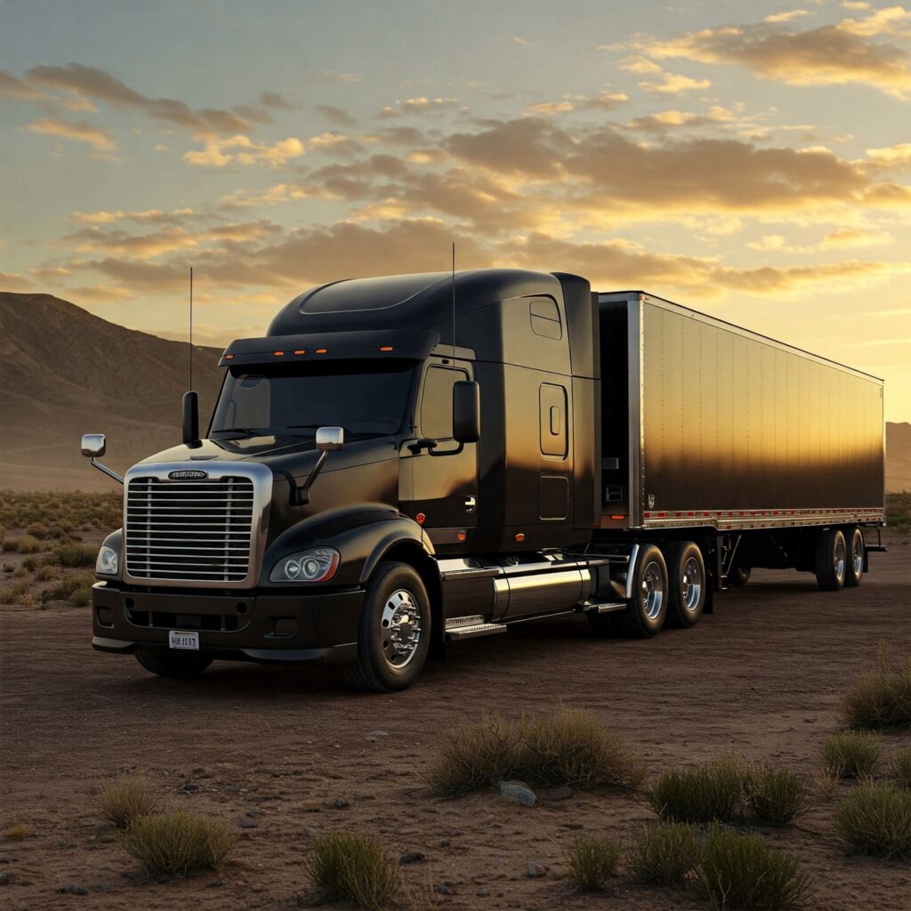 Large Black Commercial Semi Truck