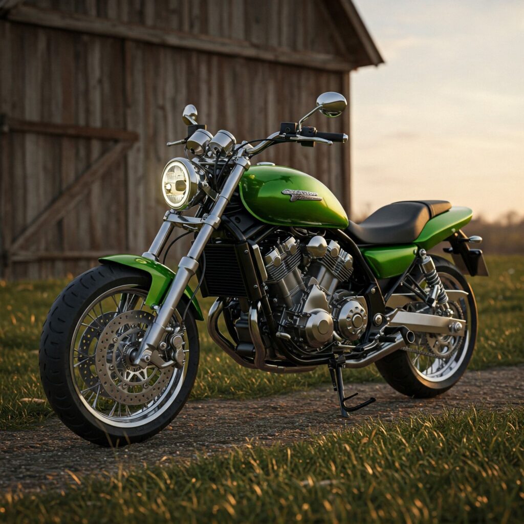 Green Classic Motorcycle