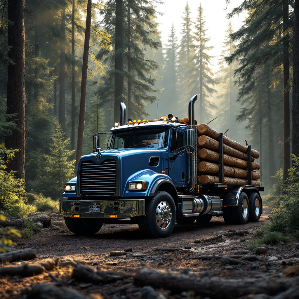 Blue Mack T880 Logging Truck