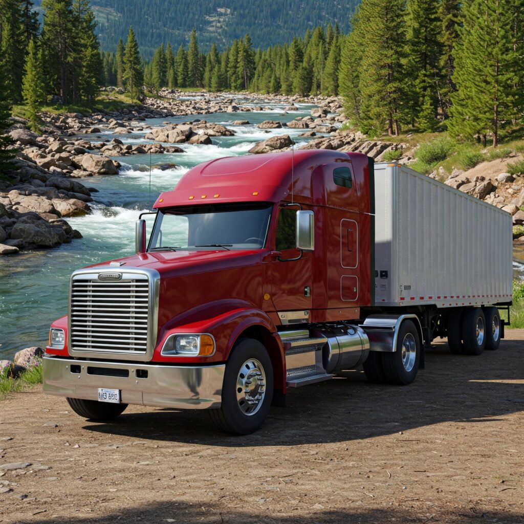 Red Commercial Semi Truck