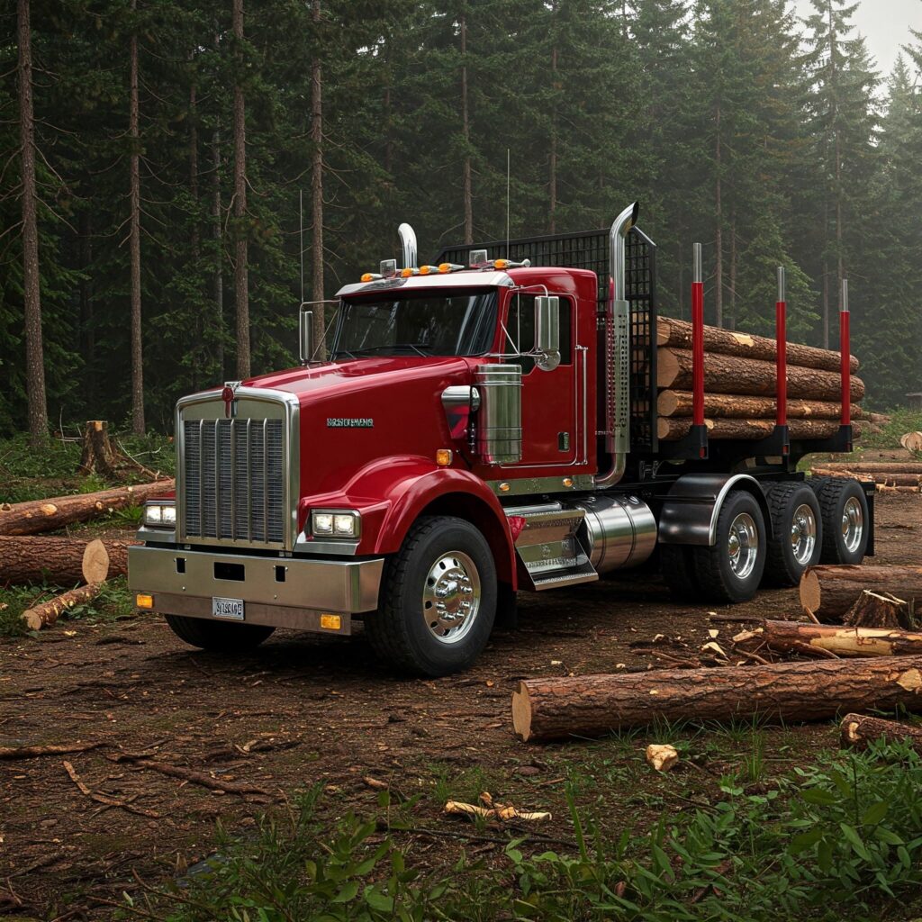 Red Kenworth Logging Truck