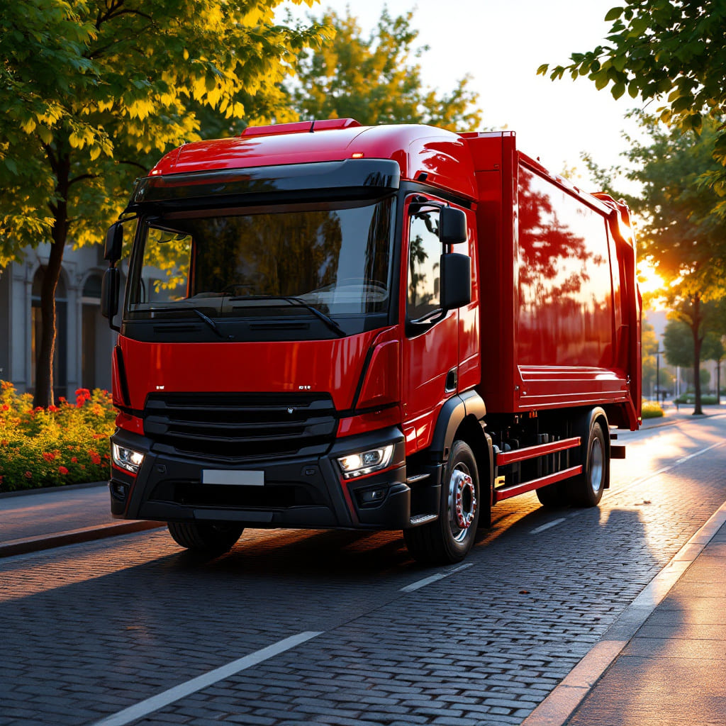 Red Mack Garbage Truck