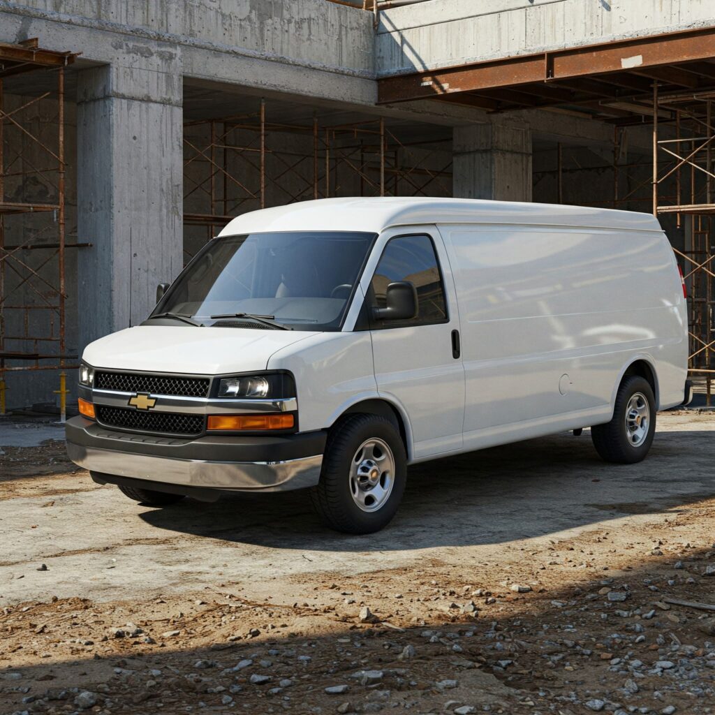 White Chevy Express Van