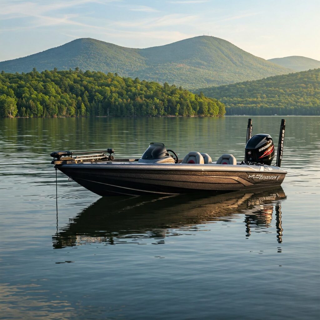 Bass Boat Mountain Lake