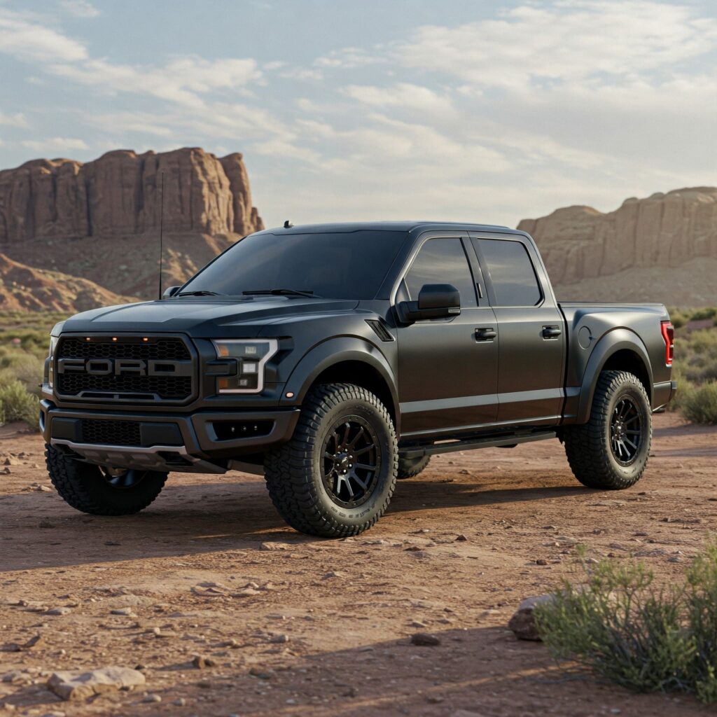 Black ford pickup truck