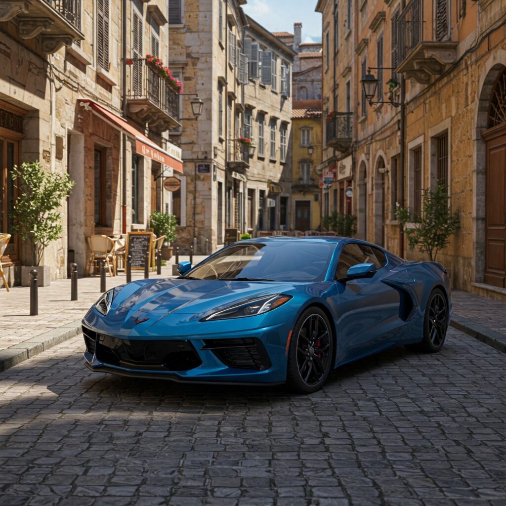 Blue chevrolet corvette