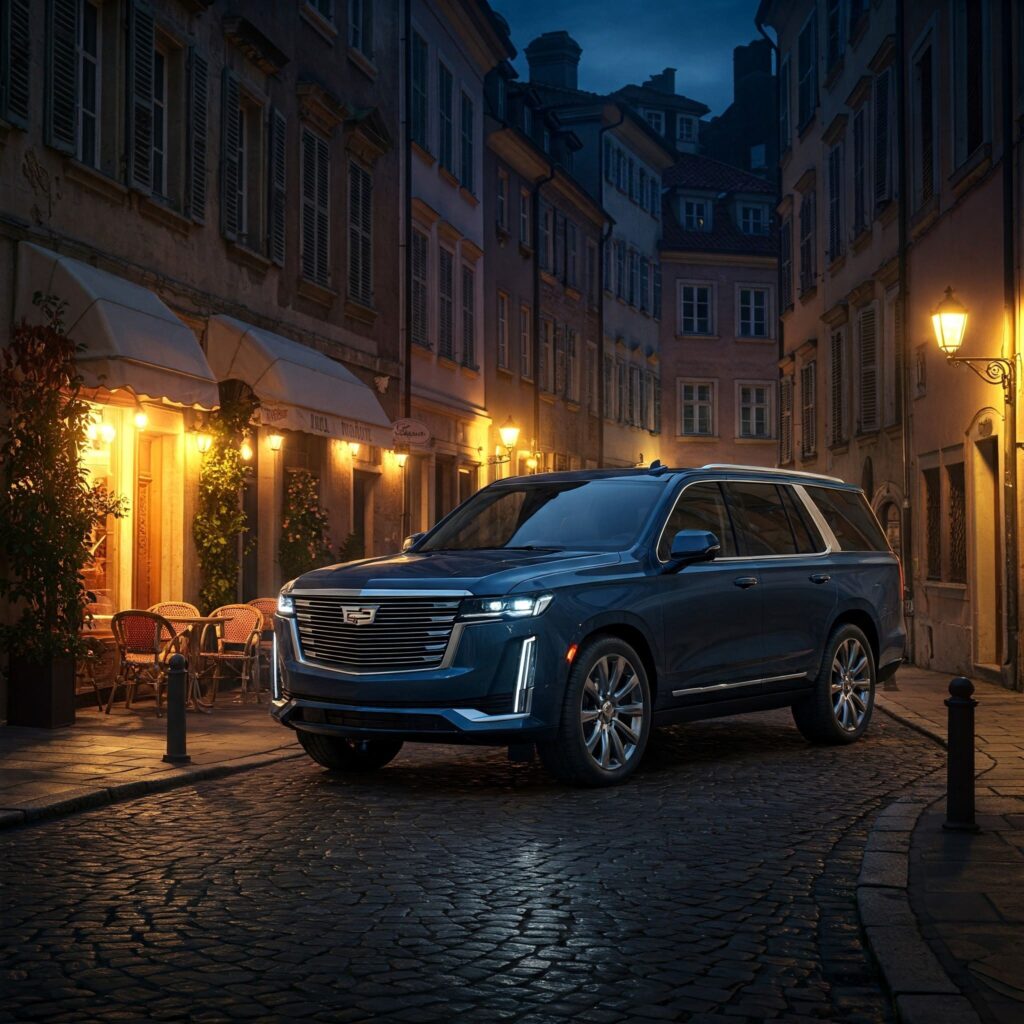 Blue green cadillac escalade