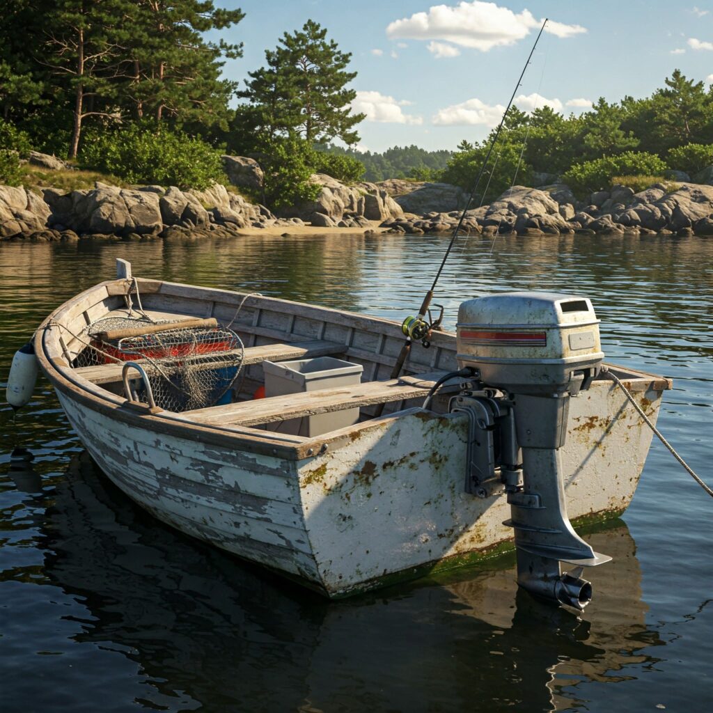 Fishing Boat Evinrude Outboard Motor