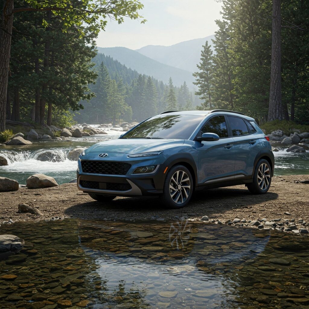 Blue hyundai kona