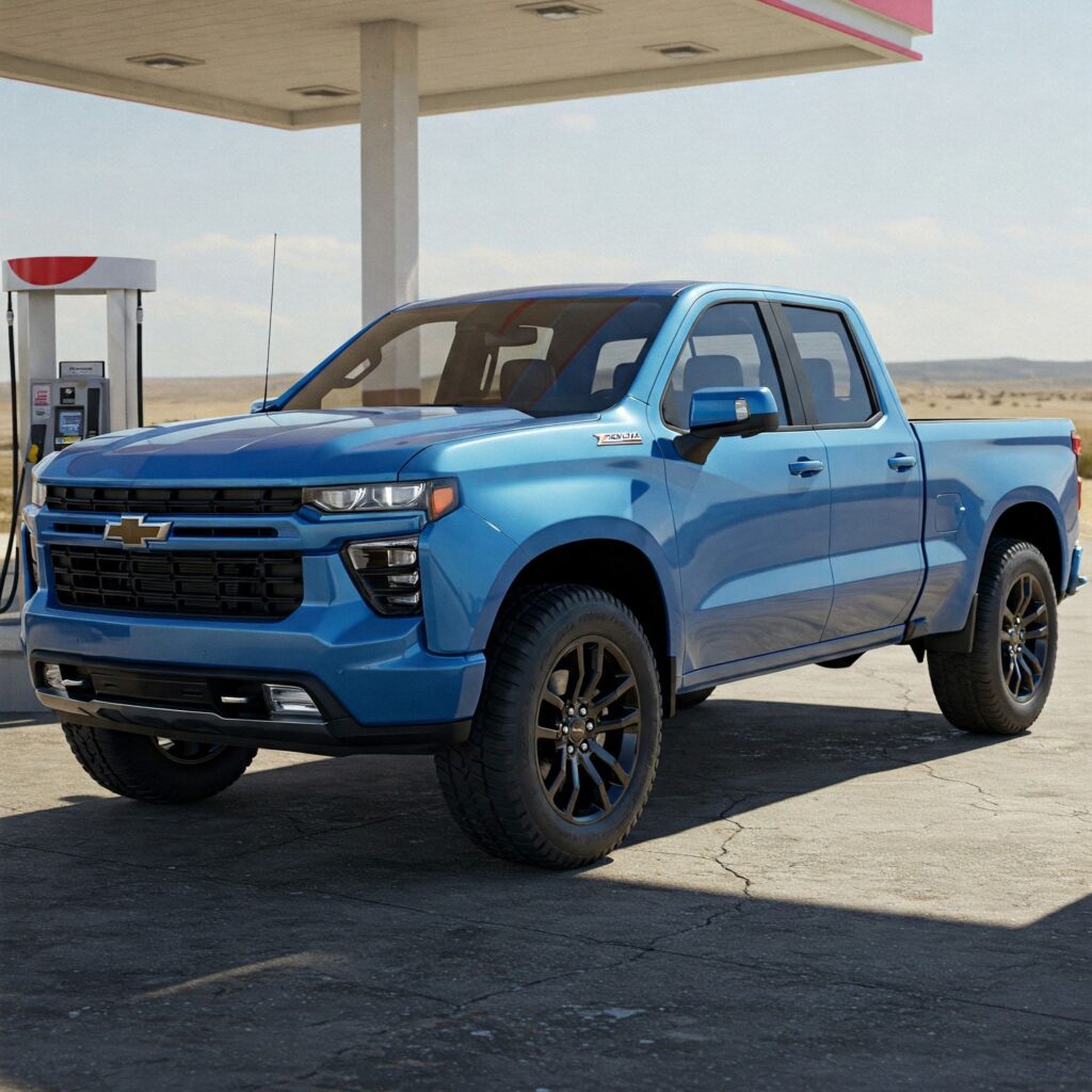 Blue chevy pickup truck