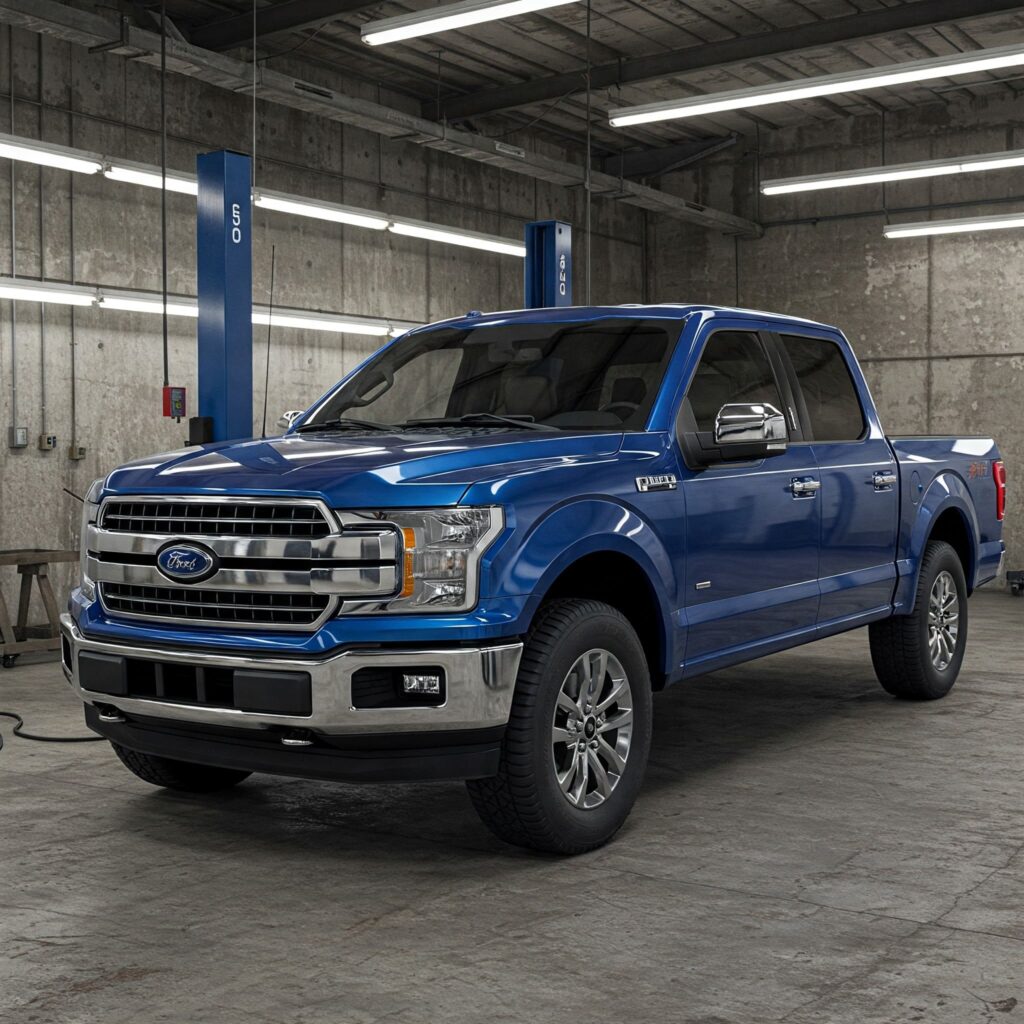 Blue ford pickup truck