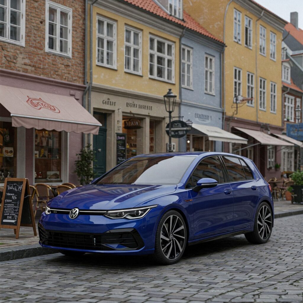 Blue volkswagen golf r