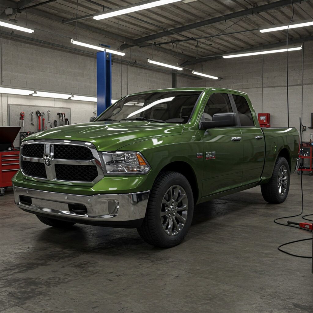 Green dodge pickup truck