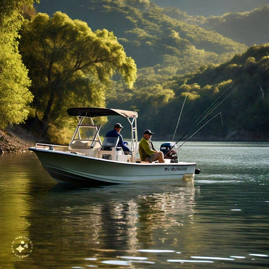 Featured image for "Reel Talk Insider Tips from Pro Anglers on Boat Fishing Success" blog post. Outboard fishing boat.