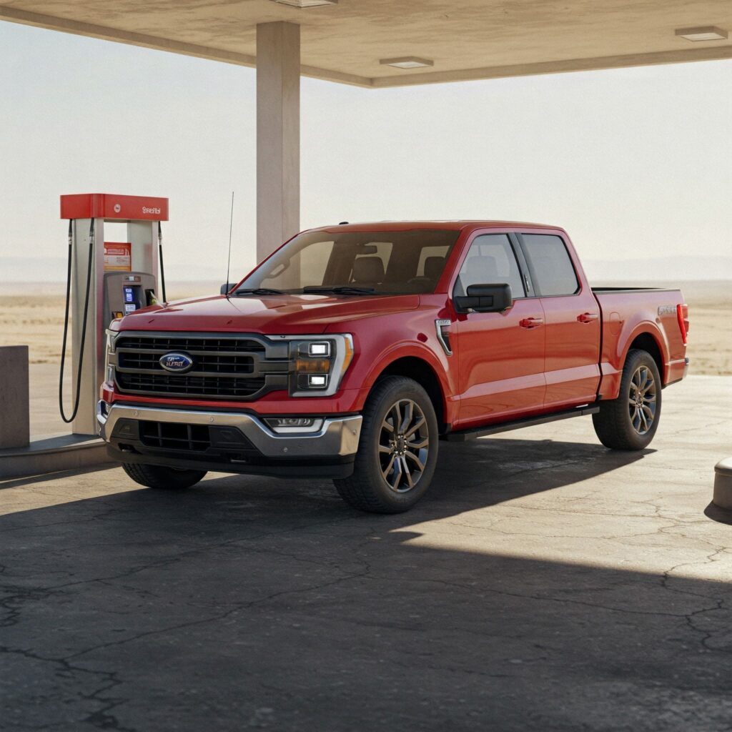 Red ford pickup truck