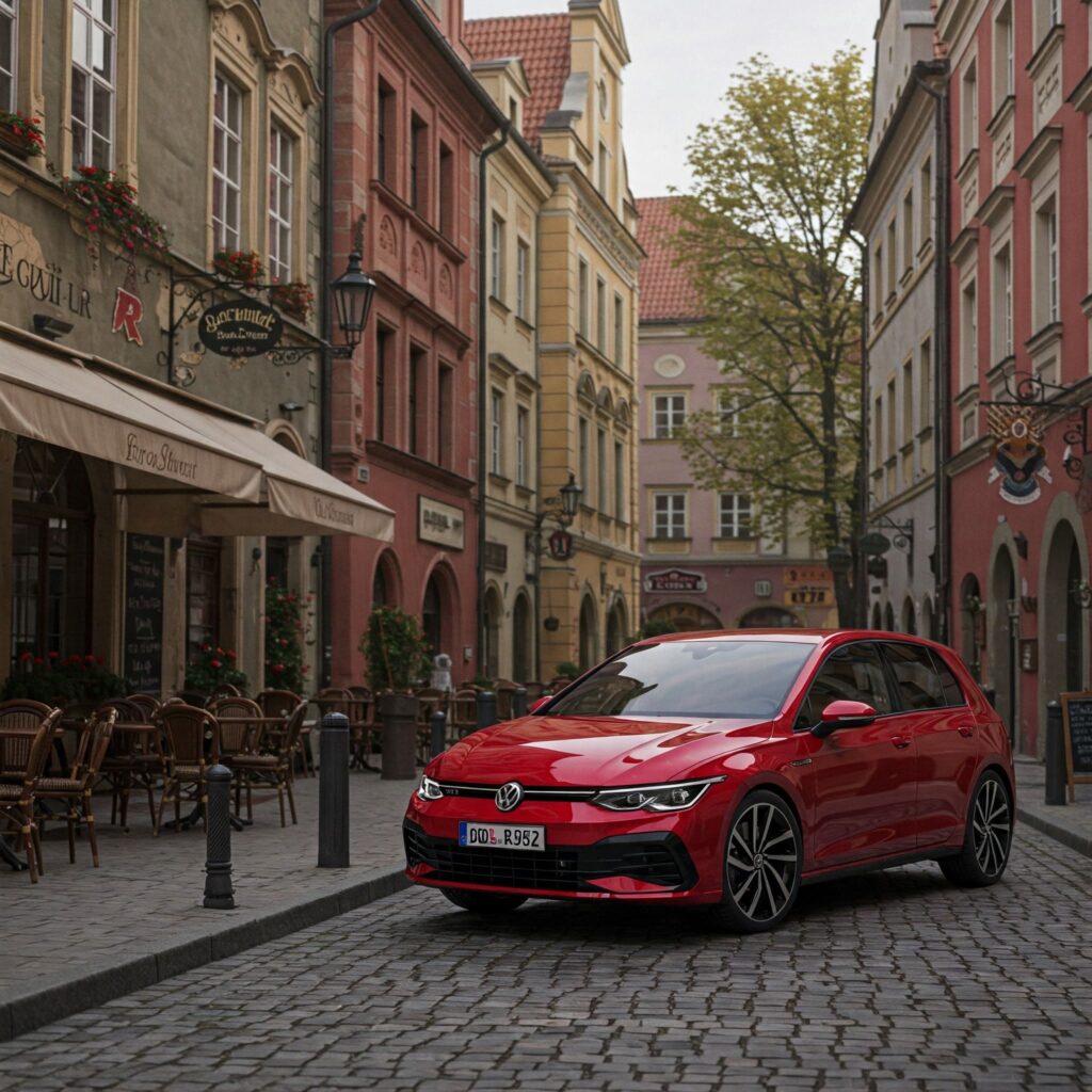 Red volkswagen golf r