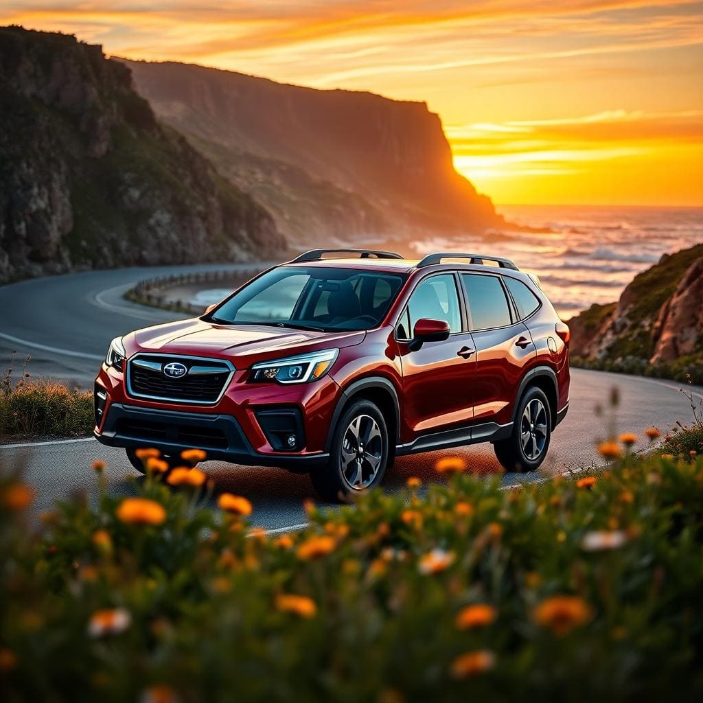 Subaru forester coastal sunset