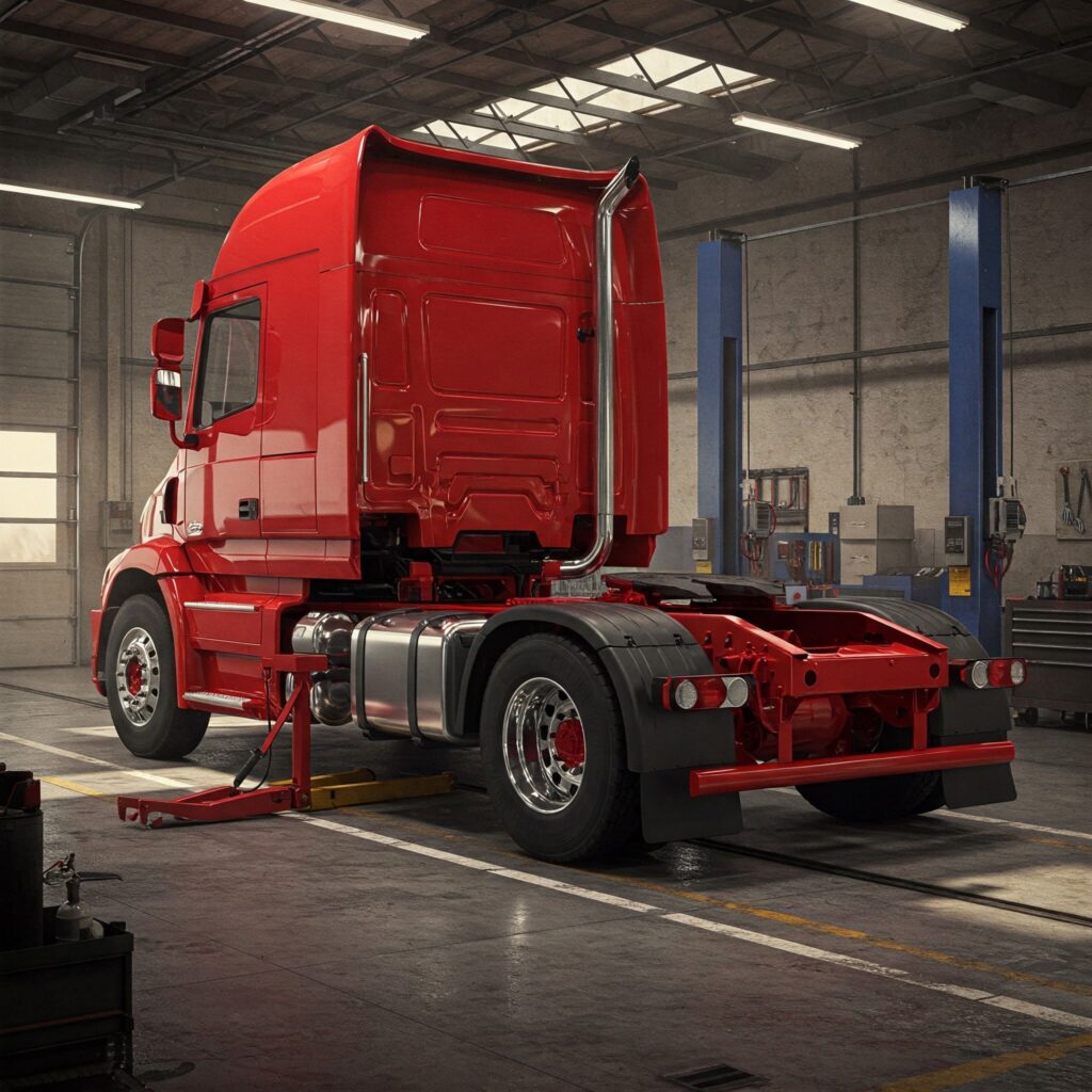 Red semi truck