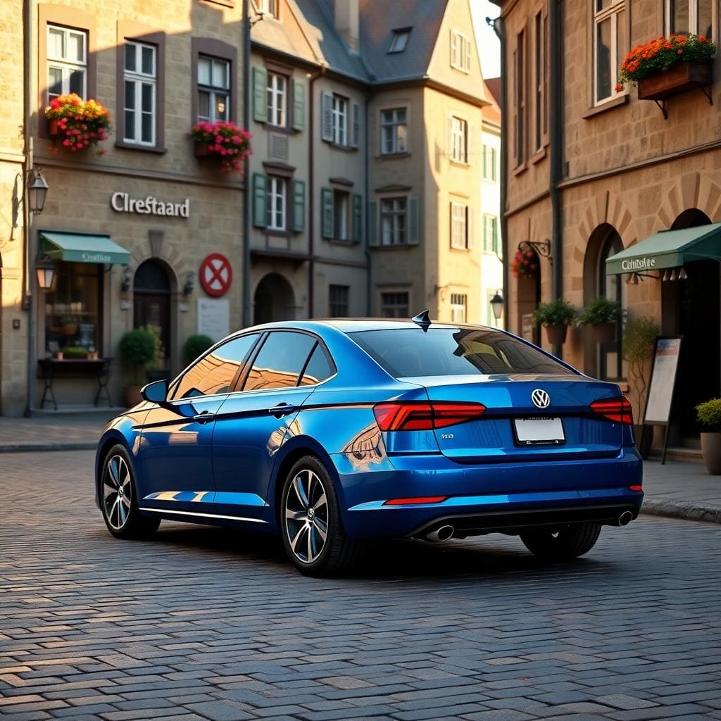 Blue volkswagen jetta