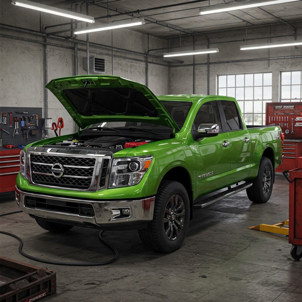 Green pickup truck