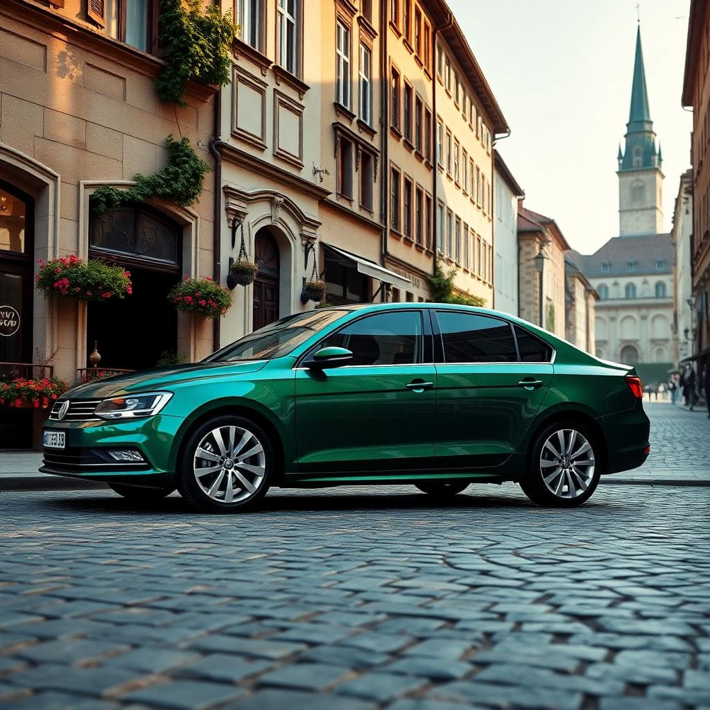 Green volkswagen jetta