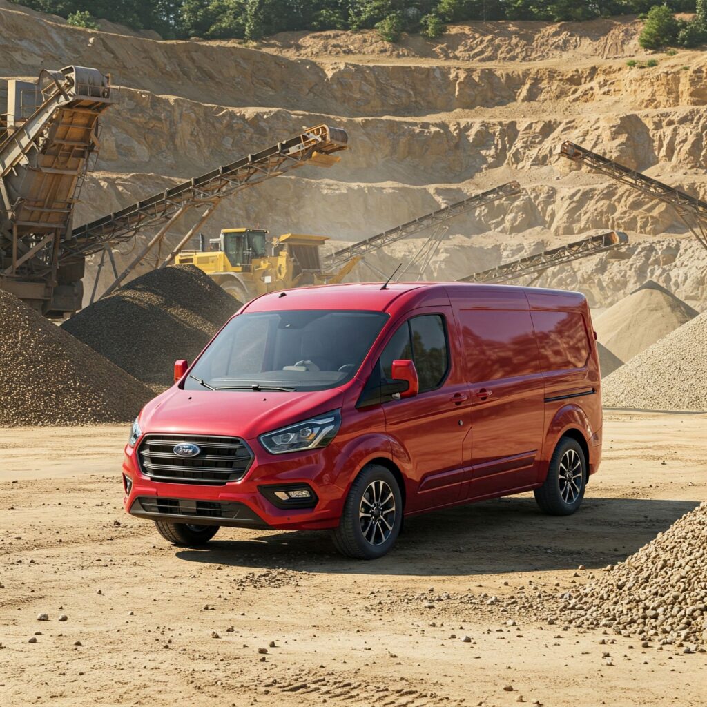 Red ford transit van