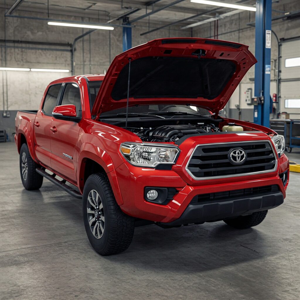 Red toyota pickup truck