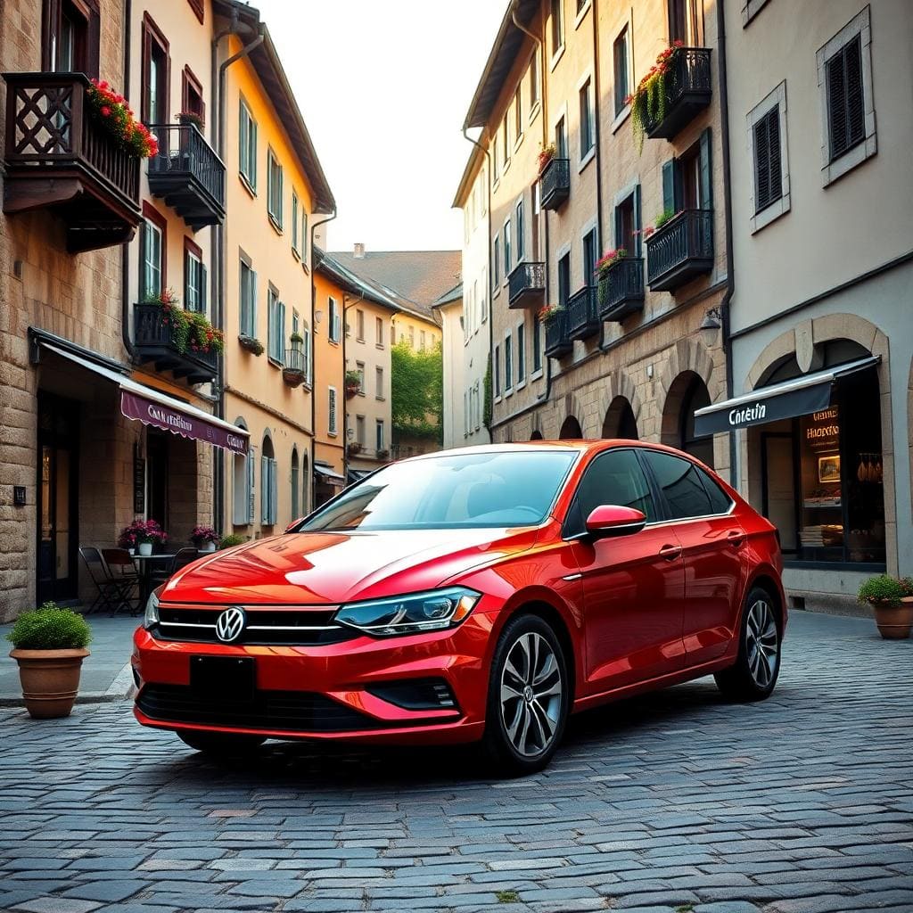 Red volkswagen jetta