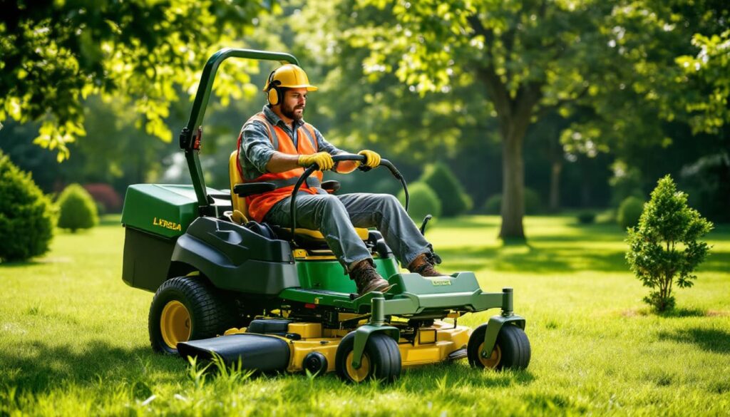 Landscaper Riding Lawnmower Green Lawn