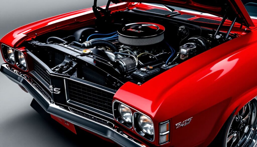 Photorealistic American Muscle Car Engine Bay Red