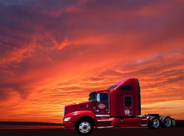 Featured image for "Understanding Diesel Engine Oil Specifications: API CK-4 and FA-4 (2024 Update)" blog post. Sunset truck.