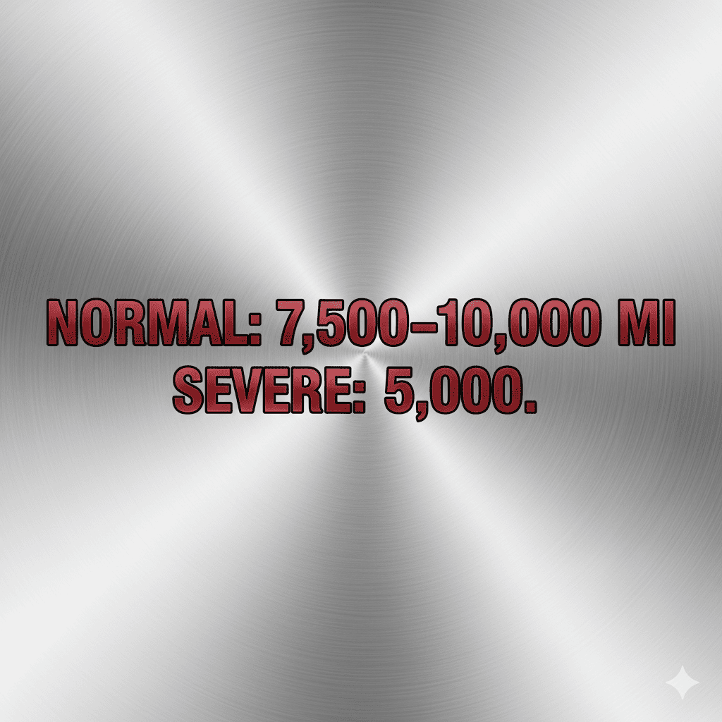 Normal 7500 10000 mi severe 5000
