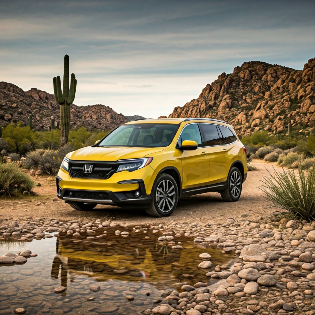 Yellow Honda Pilot